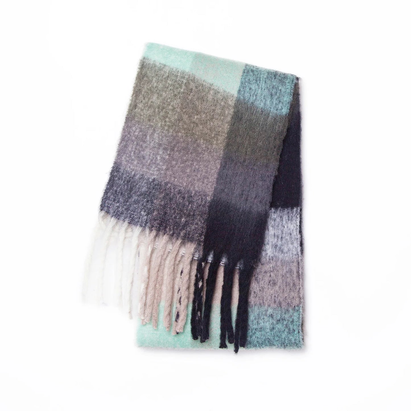 Women's Thick Winter Scarf – Colorblock Cashmere Shawl Wrap