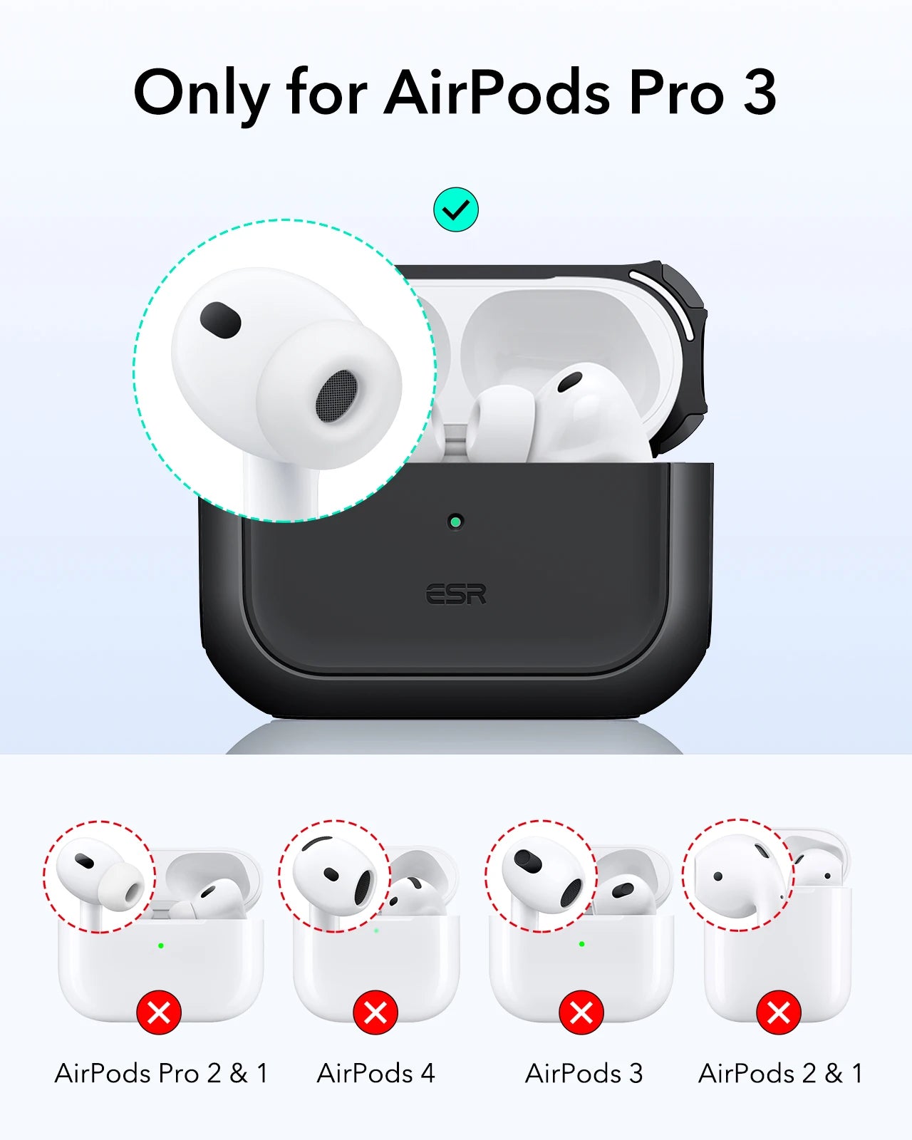 ESR AirPods Pro Case – Heavy-Duty Drop Protection with Carabiner Clip