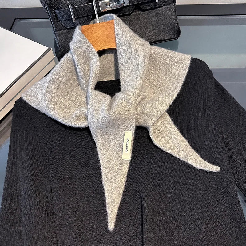 100% Wool Triangle Scarf for Women – Warm Knit Shawl & Pashmina Wrap
