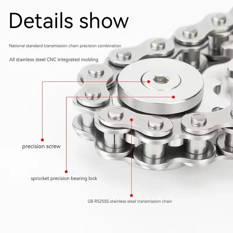 Metal Fidget Spinner – Gear & Chain Stress Relief Desk Toy for Adults