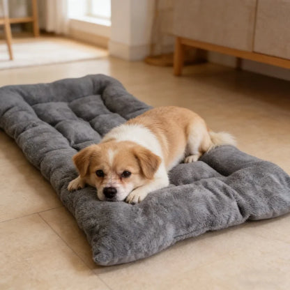 Plush Dog Bed Mat – Thickened Soft Polyester Crate Pad, S/M/L