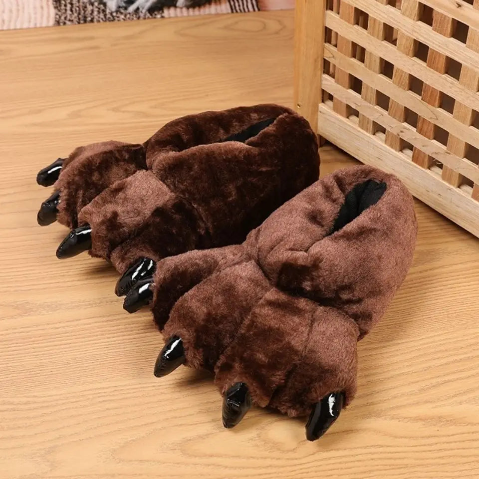 Bear Paw Slippers – Fluffy Indoor House Shoes for Men & Women