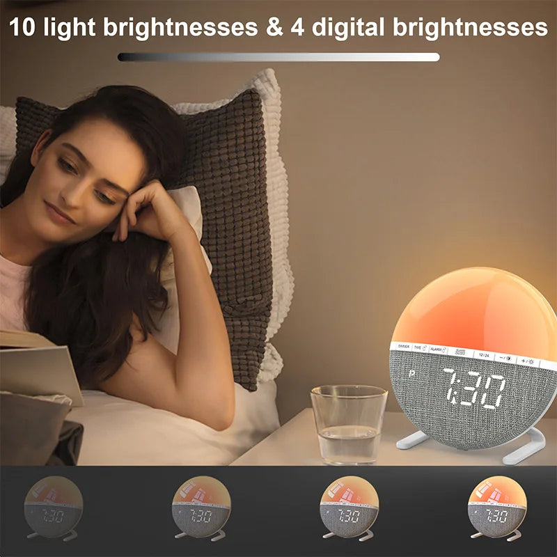 Sunrise Alarm Clock Wake Up Light with RGB Colors & Natural Sounds