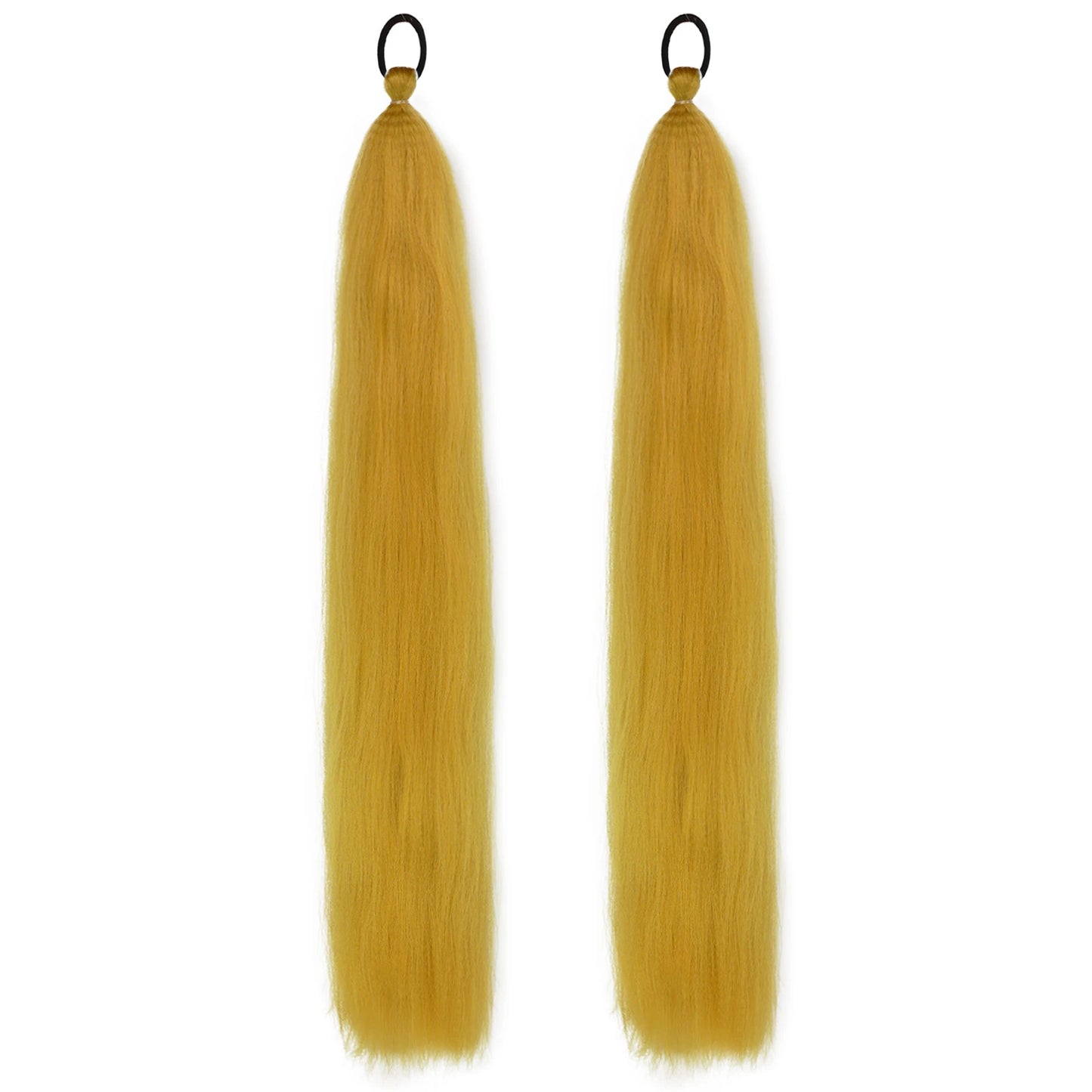 Synthetic Ponytail Extension – Long Straight Wrap-Around Hairpiece (2 Pcs)