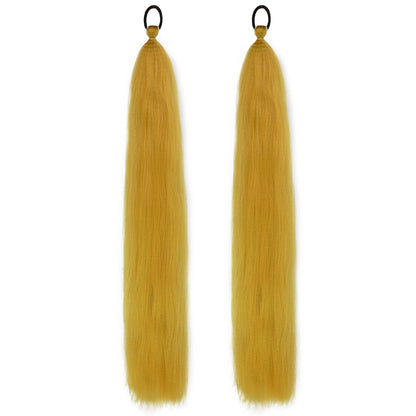 Synthetic Ponytail Extension – Long Straight Wrap-Around Hairpiece (2 Pcs)