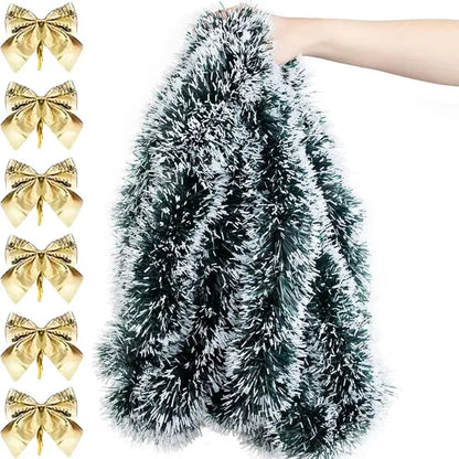 Christmas Tinsel Garland with Decorative Bows