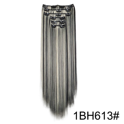 Clip-In Hair Extensions 6-Piece Set – Long Straight Synthetic Hair
