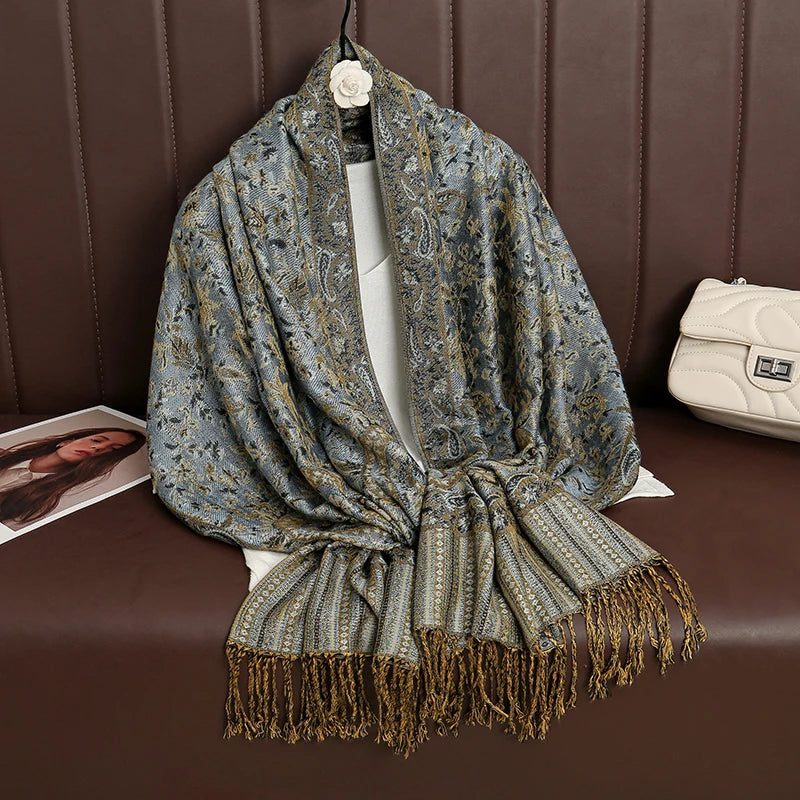 Paisley Print Cashmere Pashmina Shawl for Women – Warm Winter Wrap