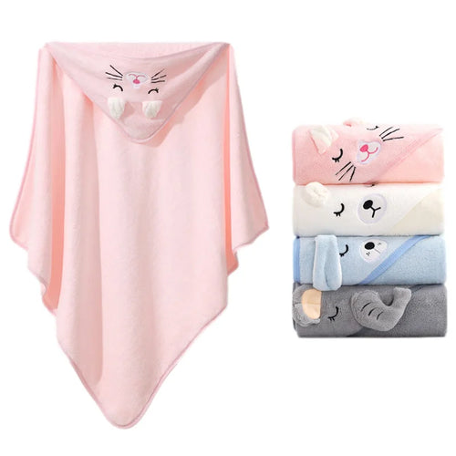Baby Hooded Bath Towel – Soft Cartoon Animal Bathrobe for Newborns & Toddlers