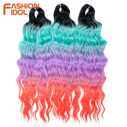 Deep Wave Braiding Hair Extensions 24 Inch – Synthetic Water Wave Crochet Hair