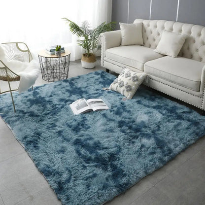 Tie-Dye Fluffy Plush Area Rug – Soft Shaggy Carpet for Living Room & Kids