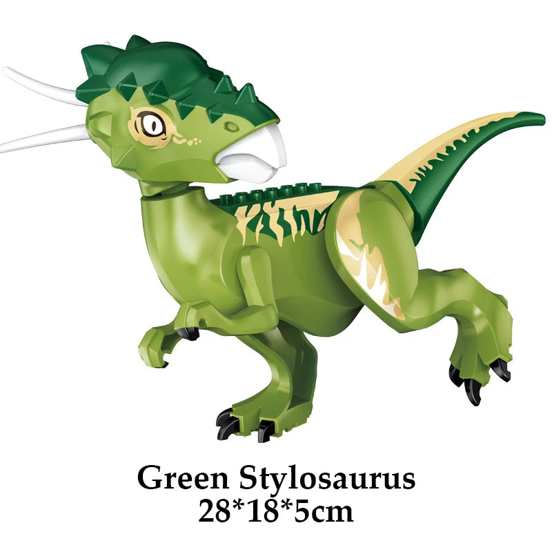 Jurassic Dinosaur Building Blocks Figures – T-Rex Raptor Triceratops MOC Models