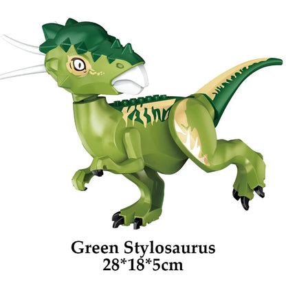 Jurassic Dinosaur Building Blocks Figures – T-Rex Raptor Triceratops MOC Models