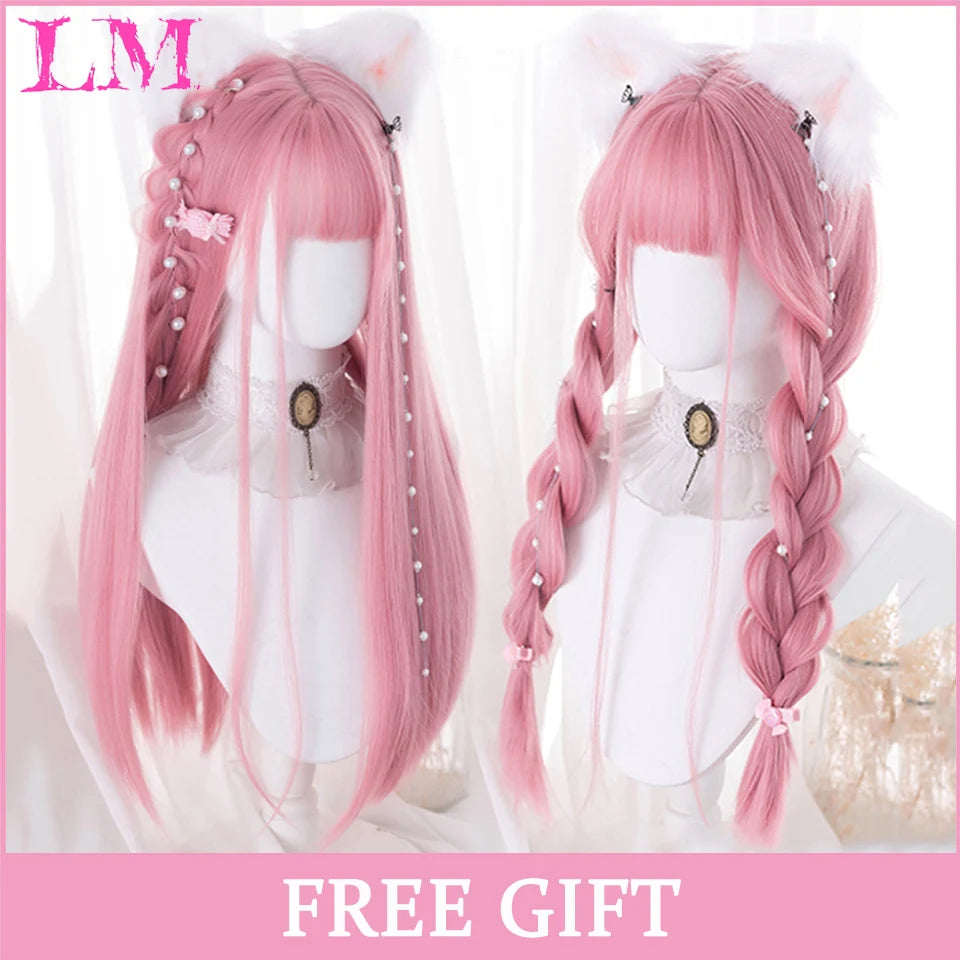 Cosplay Synthetic Wig with Bangs – Long Straight 24 Inch, Heat Resistant