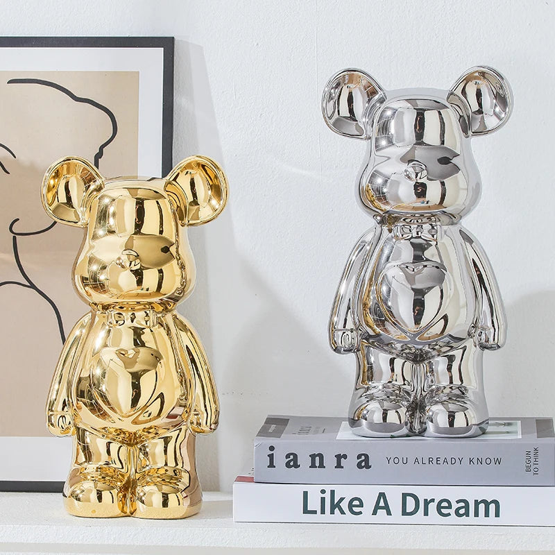 Bear Brick Ceramic Statue – Aesthetic Home Decor Figurine
