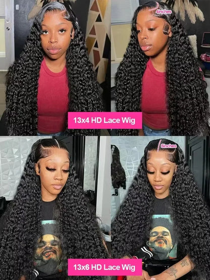 Deep Wave HD Lace Front Wig Human Hair 200% 250% Density Pre-Plucked