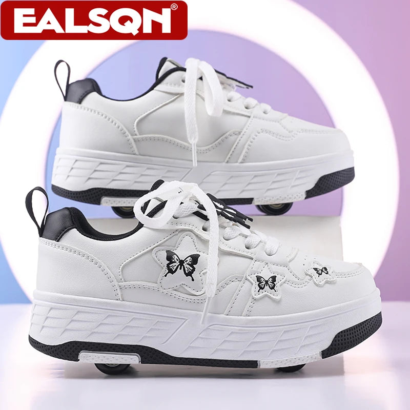 Kids Roller Skate Shoes with Wheels – Butterfly 4-Wheel Sneakers