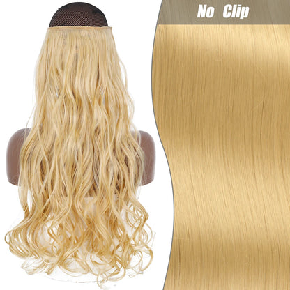 No-Clip Halo Hair Extensions – Long Wavy Synthetic Hairpiece
