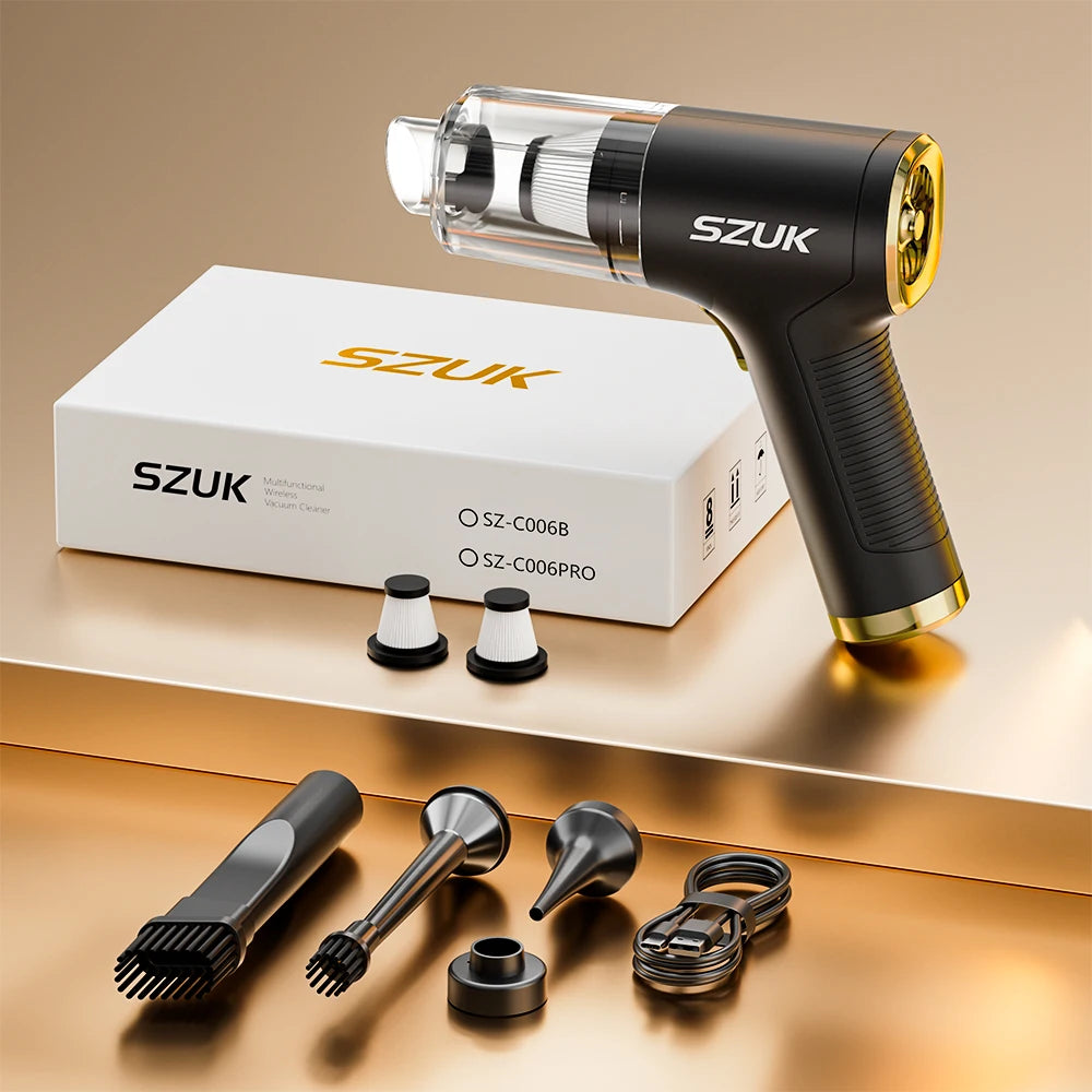 SZUK Cordless Mini Vacuum Cleaner – 78000Pa Handheld Car Vacuum with Accessories