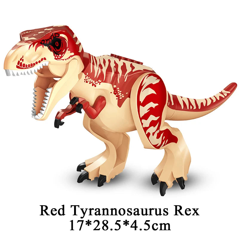 Jurassic Dinosaur Building Blocks Figures – T-Rex Raptor Triceratops MOC Models