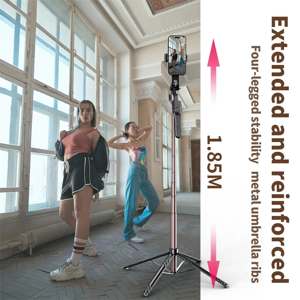 Selfie Stick Tripod 185cm with Fill Light & Bluetooth Remote