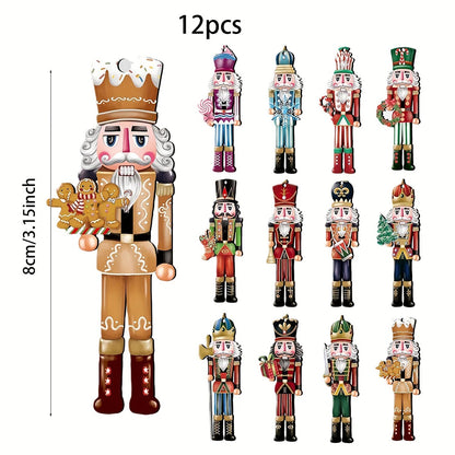Nutcracker Christmas Ornaments – 12-Piece Wooden Hanging Holiday Decoration Set