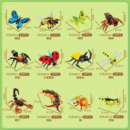 Insect Building Blocks Set – Bee Ant Butterfly Grasshopper DIY Toy