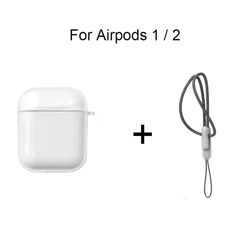 Clear TPU AirPods Case with Lanyard Strap – Shockproof