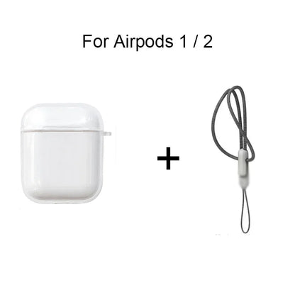 Clear TPU AirPods Case with Lanyard Strap – Shockproof