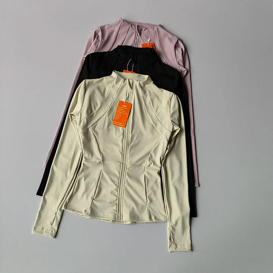 Women's Zip-Up Athletic Jacket – Long Sleeve Workout Coat