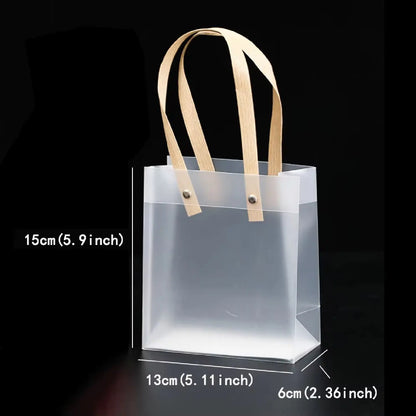 Frosted Transparent Plastic Gift Bags with Handles (10pcs)