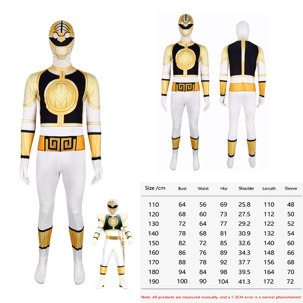 Power Rangers Cosplay Costume – Kids Superhero Bodysuit Sizes 110–190
