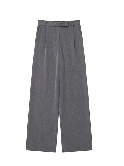 Women's High Waist Wide Leg Trousers with Front Zipper