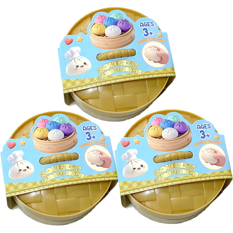 Glitter Dumpling Squishy Toy – Cute Sensory Squeeze Stress Relief Ball in Steamer Box