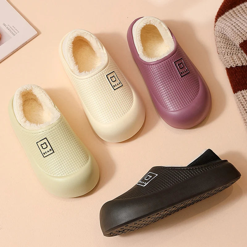 Waterproof Plush Slippers – Non-Slip Indoor & Outdoor, Men & Women