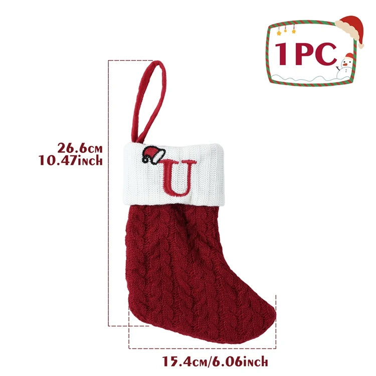 Christmas Alphabet Knit Stocking Ornament – 26 Letters