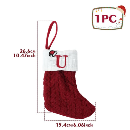 Christmas Alphabet Knit Stocking Ornament – 26 Letters