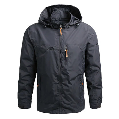 Men's Waterproof Tactical Windbreaker Jacket – Hooded Outdoor Coat