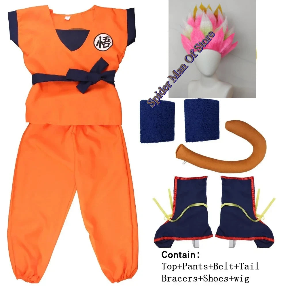 Son Goku Costume Set with Tail – Dragon Ball Cosplay for Kids & Adults