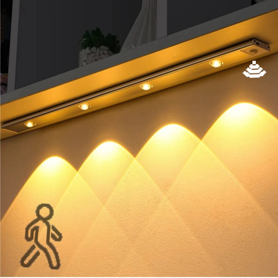 Motion Sensor LED Cabinet Light Wireless USB Rechargeable Under Cabinet Night Light