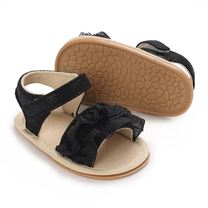 Baby Girl Sandals – Princess Ruffle Flat Shoes with Anti-Slip Rubber Sole