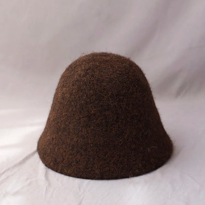 Wool Felt Bucket Hat for Women – Vintage Knit Winter Cap