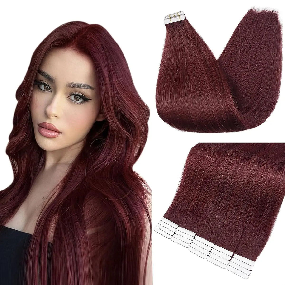 Tape-In Hair Extensions 100% Remy Human Hair Straight Seamless