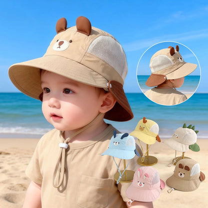 Kids Cartoon Animal Ear Sun Hat with Breathable Mesh