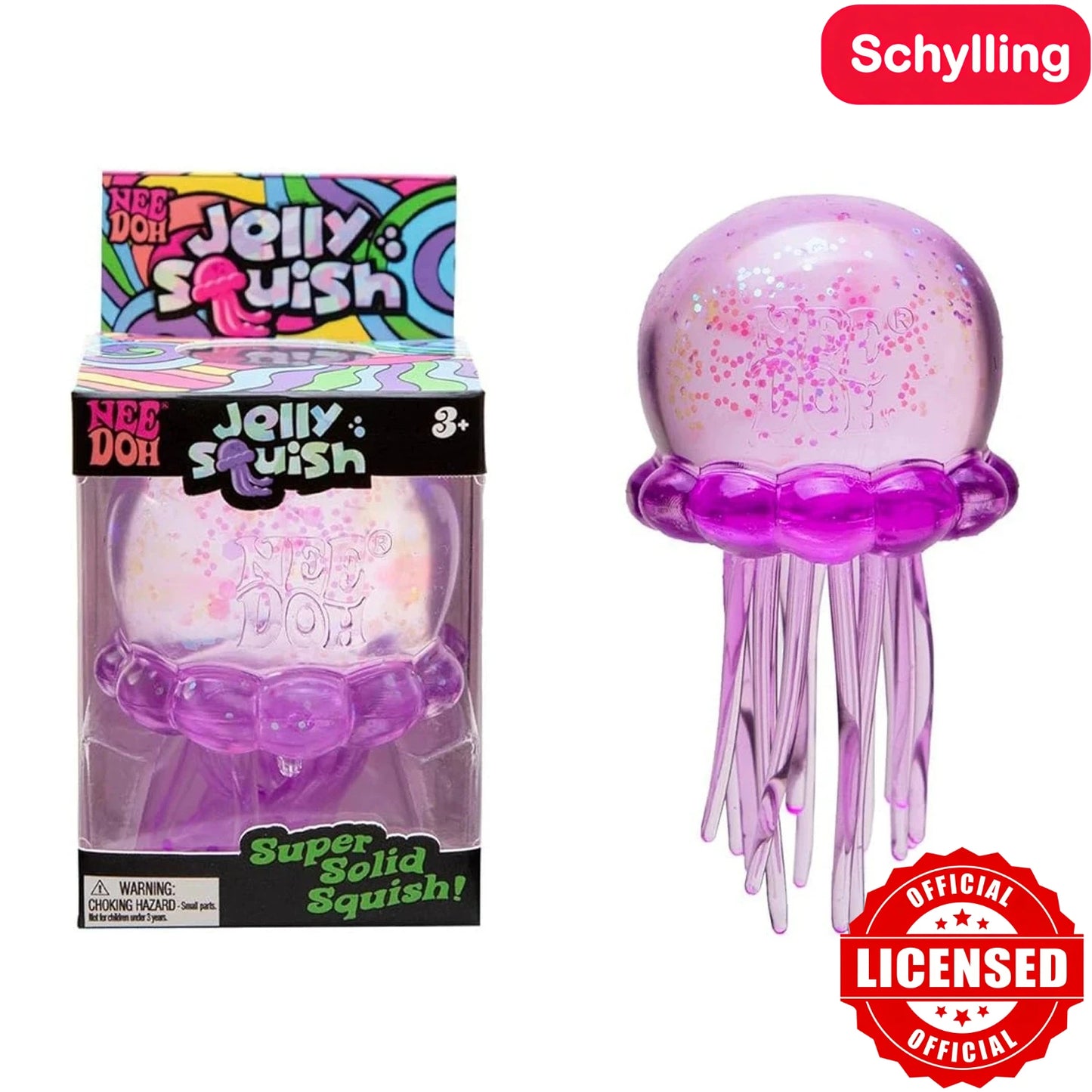 Needoh Jelly Squish Jellyfish Squishy Toy – Glitter Stress Relief Squeeze Ball