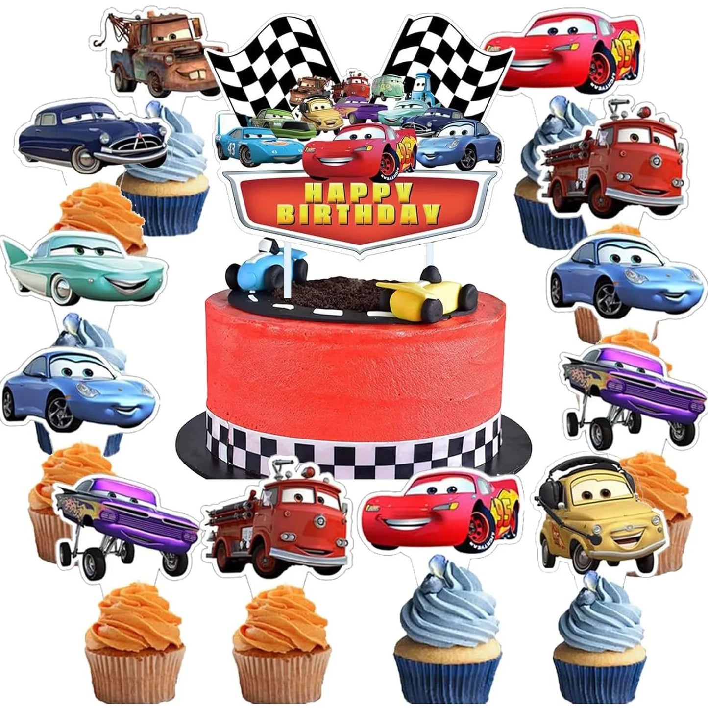 Red McQueen Racing Theme Party Tableware Set – Disposable Decorations