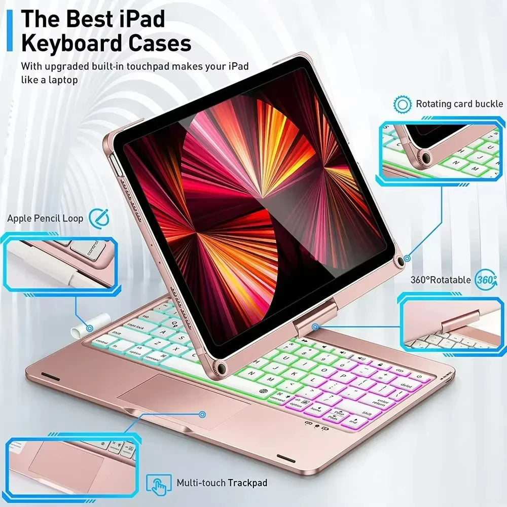 Keyboard Case for iPad Air M3 11/13 Inch & iPad 11th Gen A16
