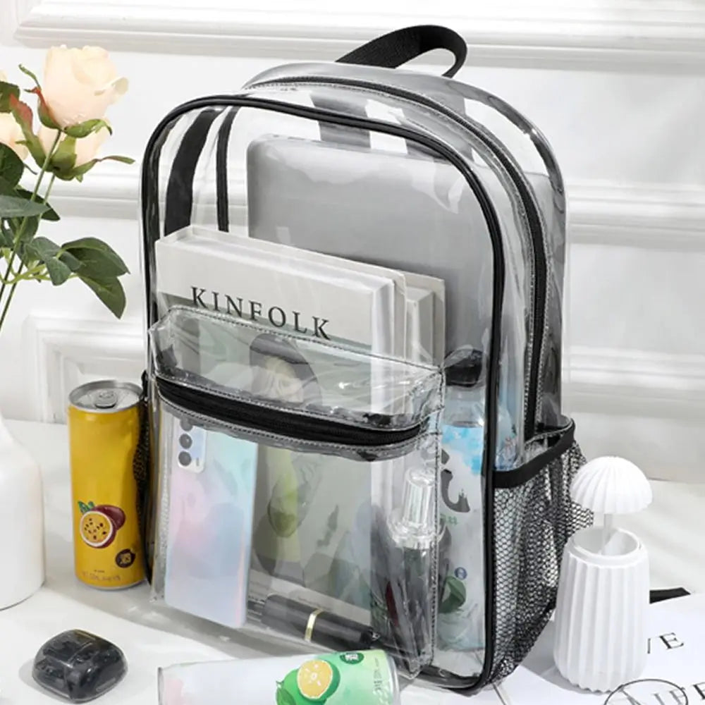 Clear PVC Transparent Backpack – Large Capacity Travel & Sports Bag