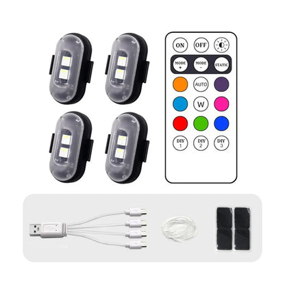 RGB LED Strobe Light with Remote – USB Rechargeable for Car, Bike & Motorcycle