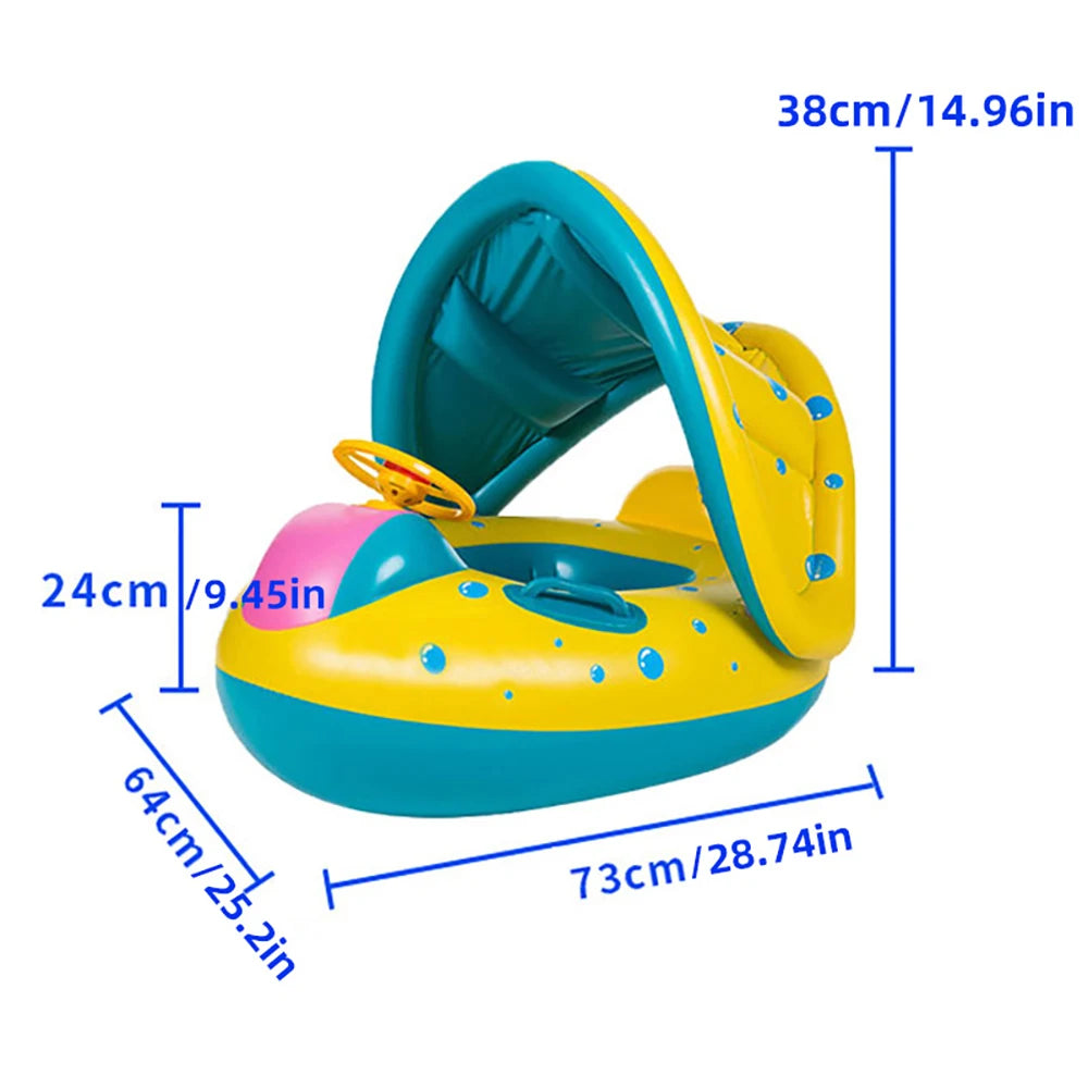 Baby Pool Float with Sunshade & Steering Wheel